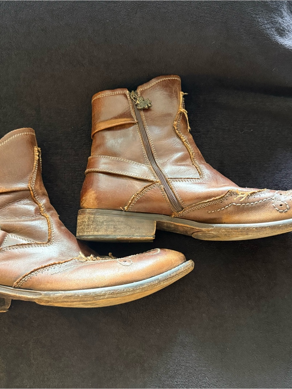Mark Nason Brown Leather Side-Zip Men's Boots